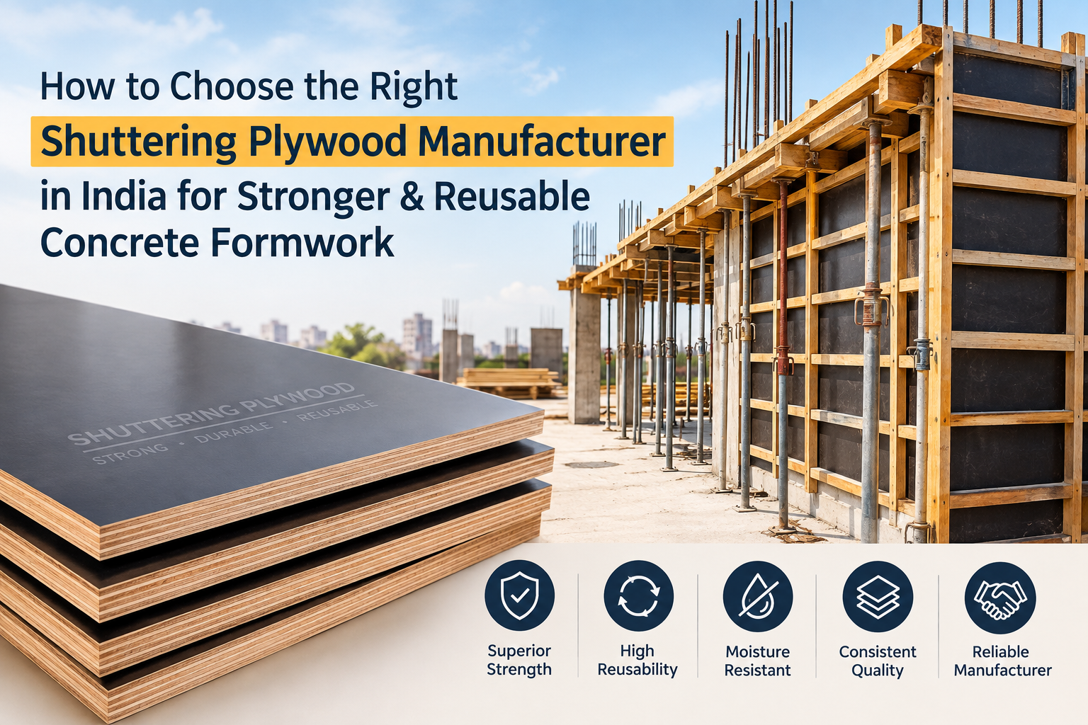 How to Choose the Right Shuttering Plywood Manufacturer in India for Stronger & Reusable Concrete Formwork