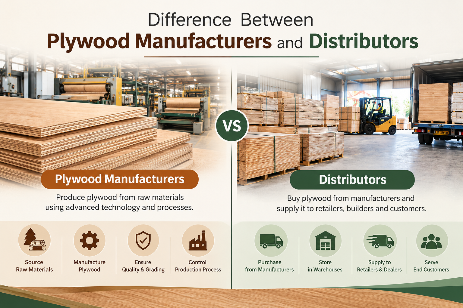 Difference Between Plywood Manufacturers and Distributors